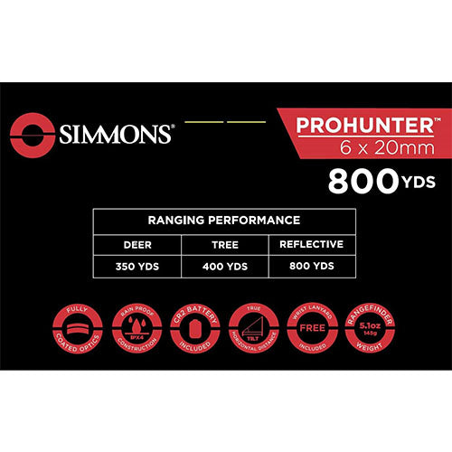 🎯 Simmons Pro Hunter 800 YDS 6×20mm Rangefinder – Precision Yardage for Every Shot  Condition: New