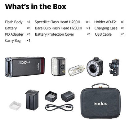 ⚡ Godox AD200Pro II – 200Ws Pocket Flash with TTL & HSS (Upgraded Pro Series)  Condition: New