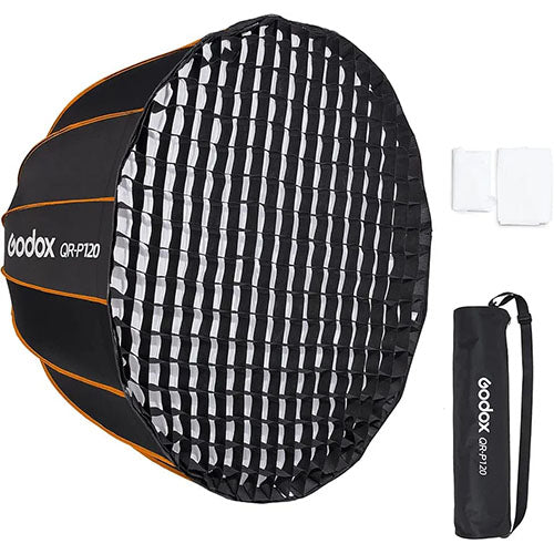 💡 Godox QR-P120 Parabolic Softbox with Grid – 120 cm Quick-Release Professional Lighting Modifier  Condition: New