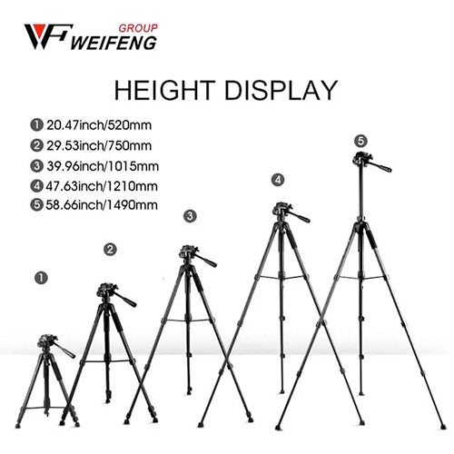 📸 WF-520 Camera Tripod – Sturdy & Reliable Support for Photography & Videography  Condition: New